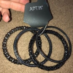 NWT kohls 4 dark silver/‎ metallic colored bracelets